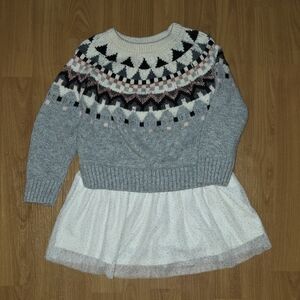 GAP Gray and Cream Patterned Kids Dress